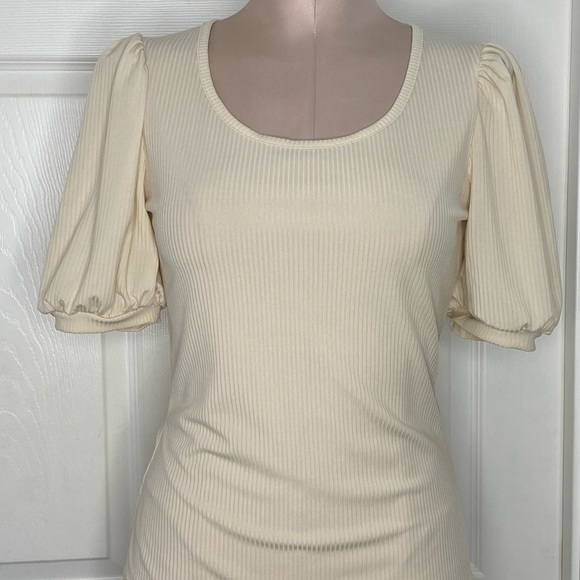 Rachel Parcell Ivory Ribbed Blouse Top Sz S - Picture 9 of 11